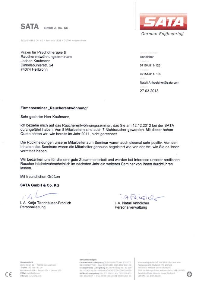 Raucherentwöhnung-Referenzschreiben sata2