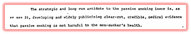 Ausschnitt eines Original-Dokuments der Zigarettenfirma RJ Reynolds aus dem Jahr 1978 zum Thema Passivrauch
